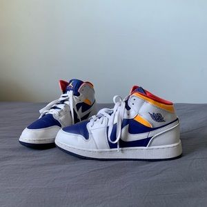 Jordan 1 Mids White laser orange deep royal blue 6.5Y
